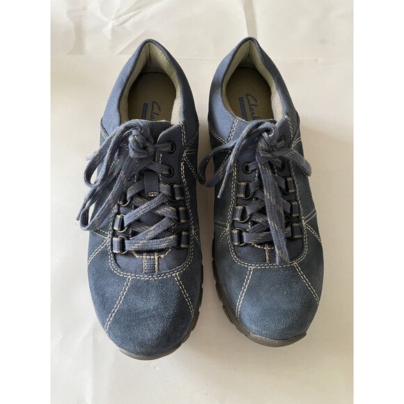 Clarks Collection Women's Leather Sneakers Blue Size 6M - Picture 1 of 8